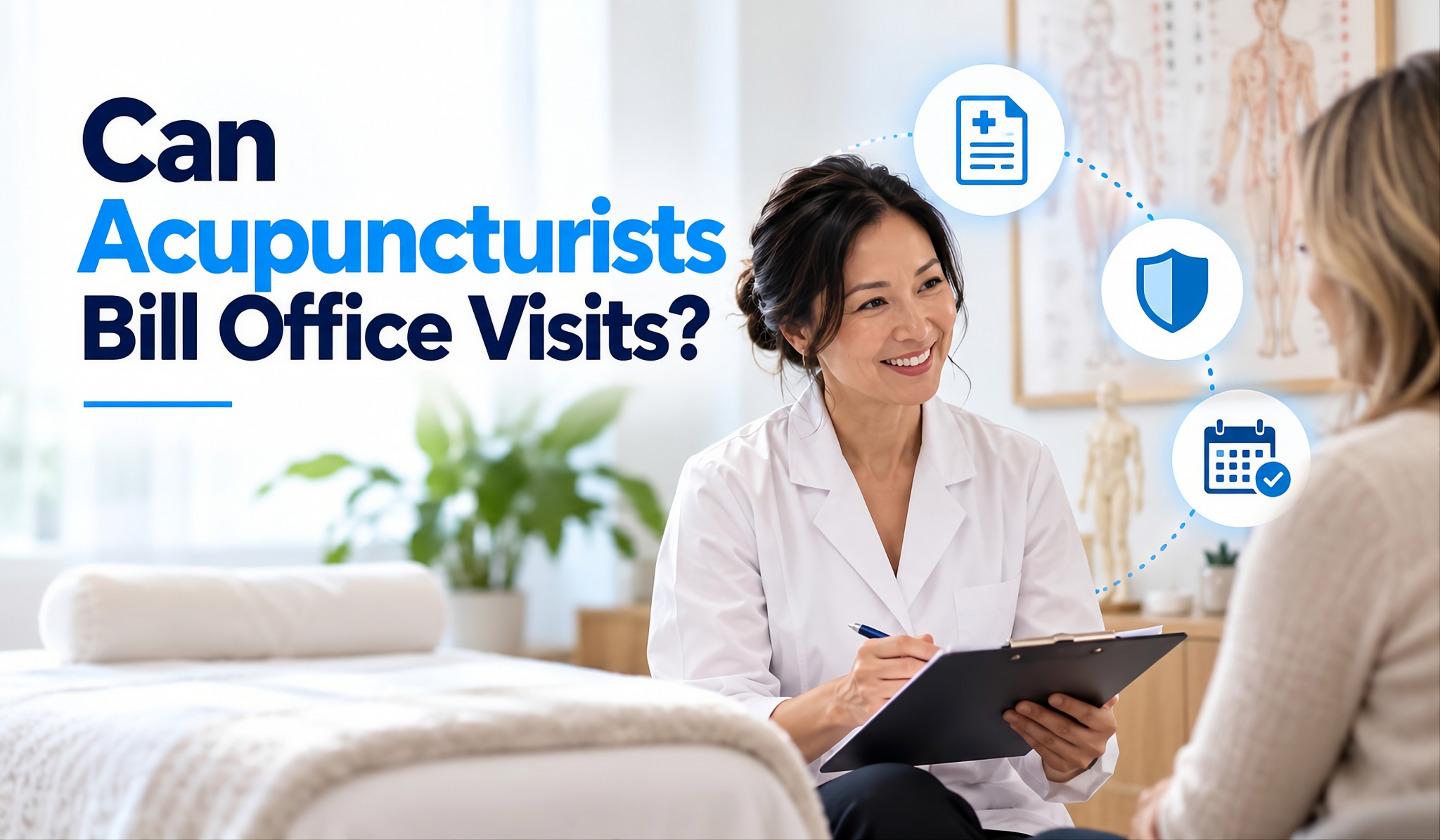 can acupuncturists bill office-visits E&M codes modifier 25